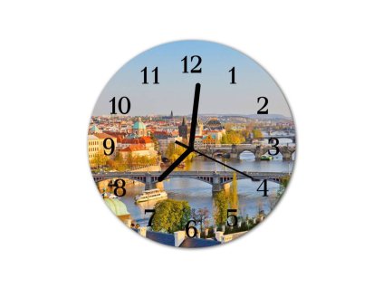 Nástěnné hodiny obrazové na skle - Město Praha