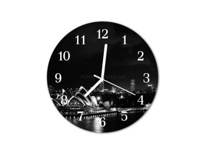 Nástěnné hodiny obrazové na skle - Město Sydney