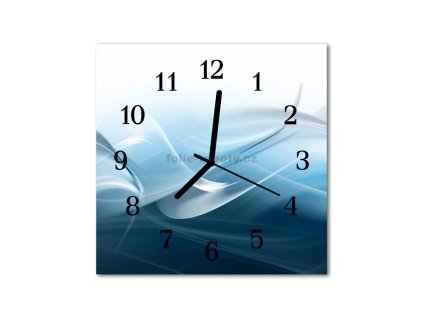 Nástěnné hodiny obrazové na skle - Modrá vlna