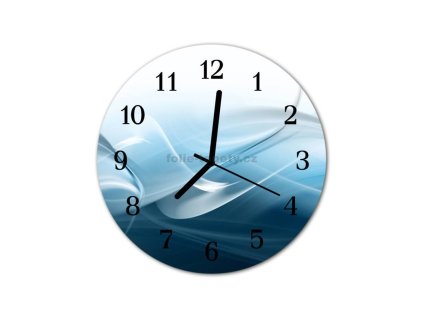 Nástěnné hodiny obrazové na skle - Modrá vlna