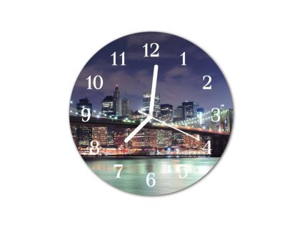 Nástěnné hodiny obrazové na skle - Most do města