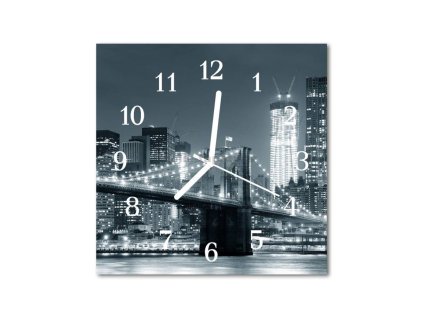 Nástěnné hodiny obrazové na skle - Most ve městě