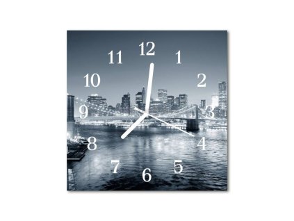 Nástěnné hodiny obrazové na skle - Most ve tmě
