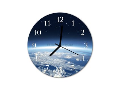 Nástěnné hodiny obrazové na skle - Mraky