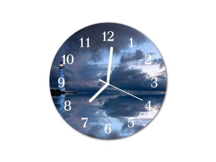 Nástěnné hodiny obrazové na skle - Mraky I