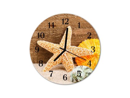 Nástěnné hodiny obrazové na skle - Mušle