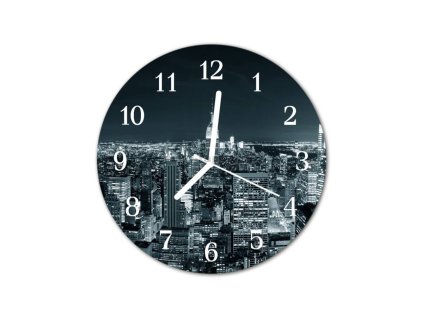 Nástěnné hodiny obrazové na skle - Noční město