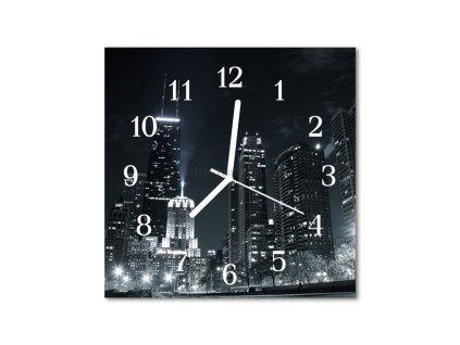 Nástěnné hodiny obrazové na skle - Noční město