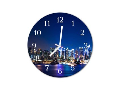 Nástěnné hodiny obrazové na skle - Noční město