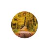 Nástěnné hodiny obrazové na skle - Podzimní cesta