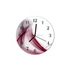 Nástěnné hodiny obrazové na skle - Abstrakt růžovočervený