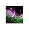 Nástěnné hodiny obrazové na skle - Abstrakt zelenofialový