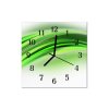 Nástěnné hodiny obrazové na skle - Abstrakt zelený