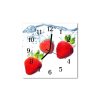 Nástěnné hodiny obrazové na skle - Jahody ve vodě