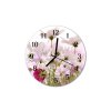 Nástěnné hodiny obrazové na skle - Květy růžové
