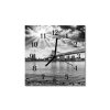 Nástěnné hodiny obrazové na skle - Město a most