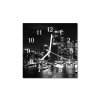 Nástěnné hodiny obrazové na skle - Město v noci