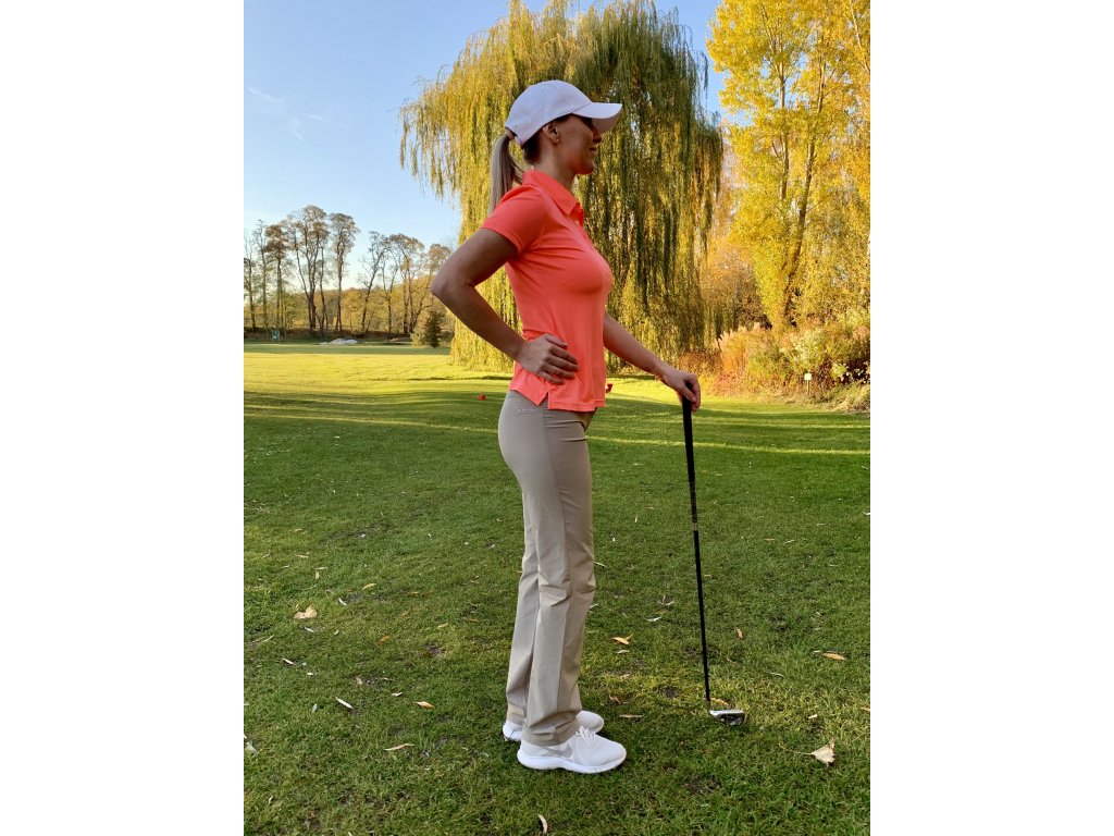 Dámský golfový komplet Naranja Velikost trika: XS, Velikost kalhot: S, Barva: ORANŽOVÁ, BÉŽOVÁ