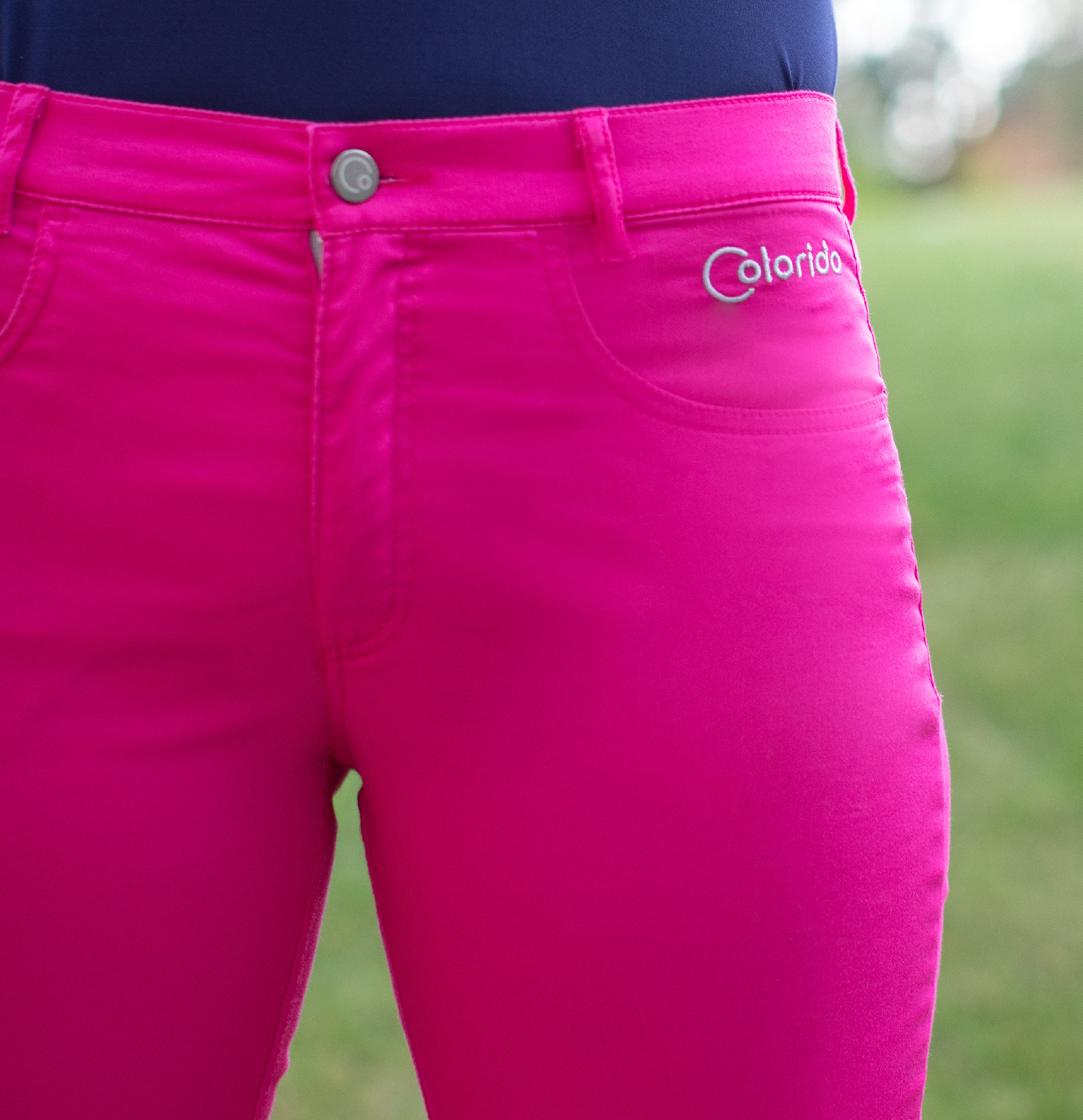 Dámské růžové golfové kalhoty Colorido Velikost: L, Délka nohavic: JEDNOTNÁ 80 cm, Barva: RŮŽOVÁ