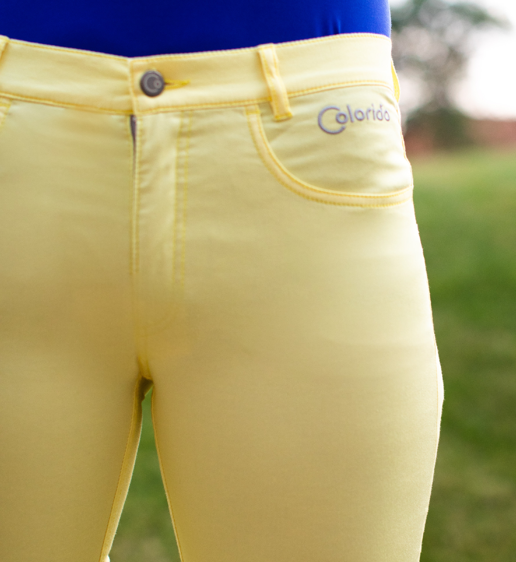 Dámské žluté golfové kalhoty Colorido Velikost: L, Délka nohavic: JEDNOTNÁ 80 cm, Barva: ŽLUTÁ