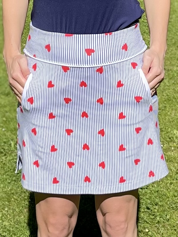 Dámská golfová sukně srdíčka Velikost: M, Barva: BÍLÁ, MODRÁ, ČERVENÁ