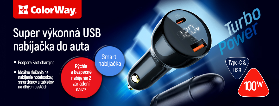Nabíjačka do Auta Power Delivery Port PPS USB (USB-A + USB-C) (100W) Black (CW-CH044PD-BK)
