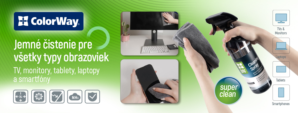 Veľký čistiaci kit ColorWay na elektroniku (550 ml, 2x mikrovlákno)