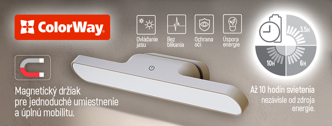 LED lampa ColorWay Magnetická-multifunkčná so zabudovanou batériou, biela(CW-DL11MMB-W)
