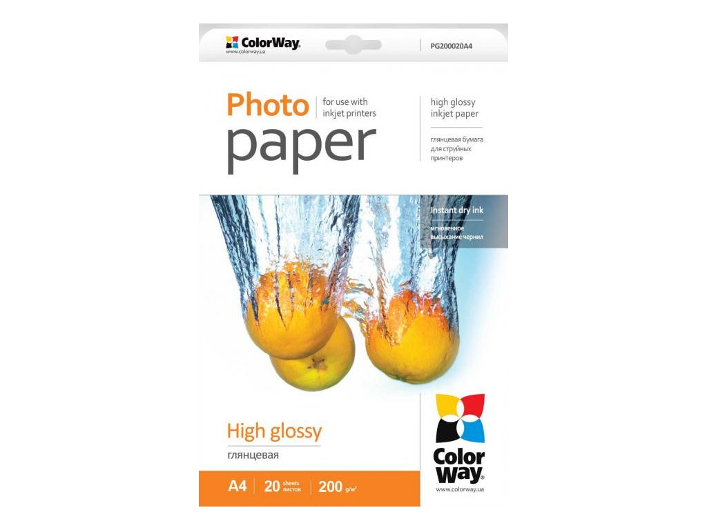 Photo paper ColorWay high glossy 200 g/m², A4, 20 sht (PG200020A4)