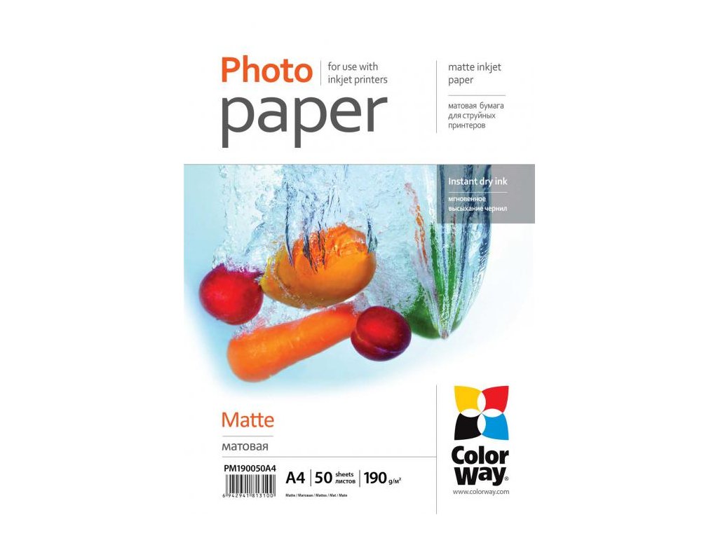 Photo paper ColorWay matte 190 g/m², A4, 50 sht (PM190050A4)