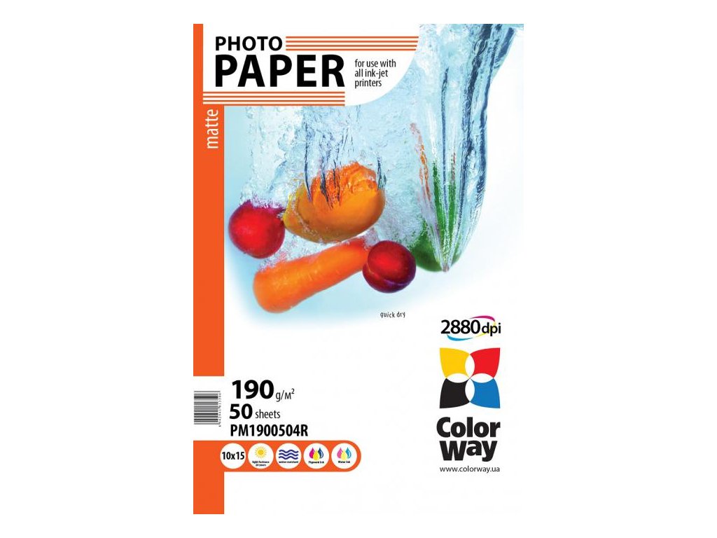 Photo paper ColorWay matte 190 g/m², 10х15, 50 sht (PM1900504R)