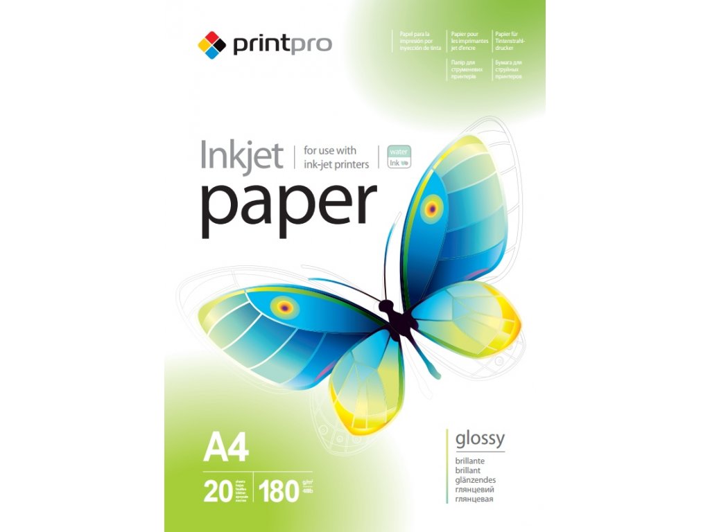 Fotopapier PrintPro Vysoko lesklý 180g/m²,20ks,A4
