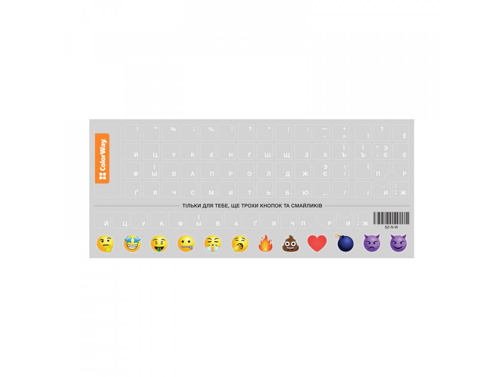 ColorWay Keyboard Sticker, transparent, White (SZ-N-W)