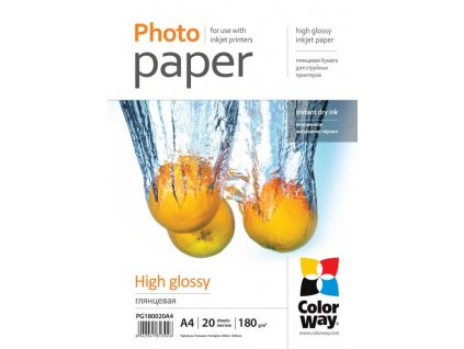 Fotopapier ColorWay Vysoko lesklý 180g/m², 20ks, A4 (PG180020A4)