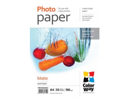 Photo paper ColorWay matte 190 g/m², A4, 50 sht (PM190050A4)