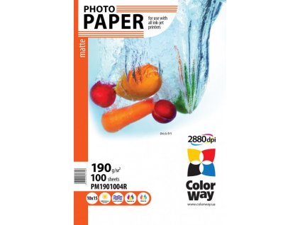 Photo paper ColorWay matte 190 g/m², 10х15, 100 sht (PM1901004R)
