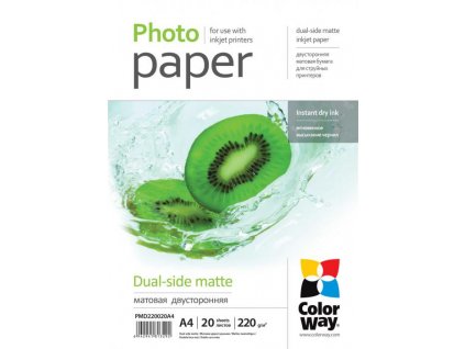 Photo paper ColorWay dual-side matte 220 g/m², A4, 20 sht (PMD220020A4)