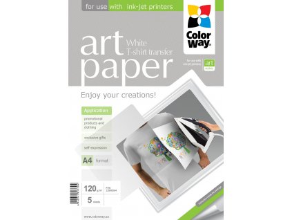 Nažehľovací papier ColorWay na svetlý textil 120g/m²,A4,5ks (PTW120005A4)