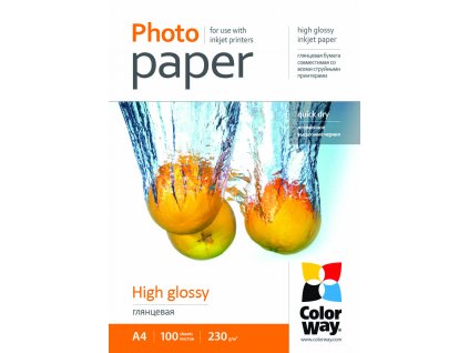 Photo paper ColorWay high glossy 230 g/m², A4, 100 sht (PG230100A4)