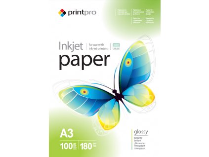 Photo paper PrintPro high glossy 180 g/m², A3, 100 sht (PGE180100A3)