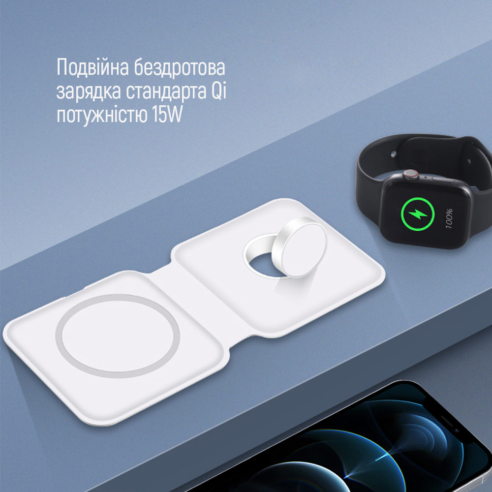 ColorWay Qi rýchlo nabíjačka MagSafe Duo 15W pre Iphone Biela (CW-CHW32Q-WT)