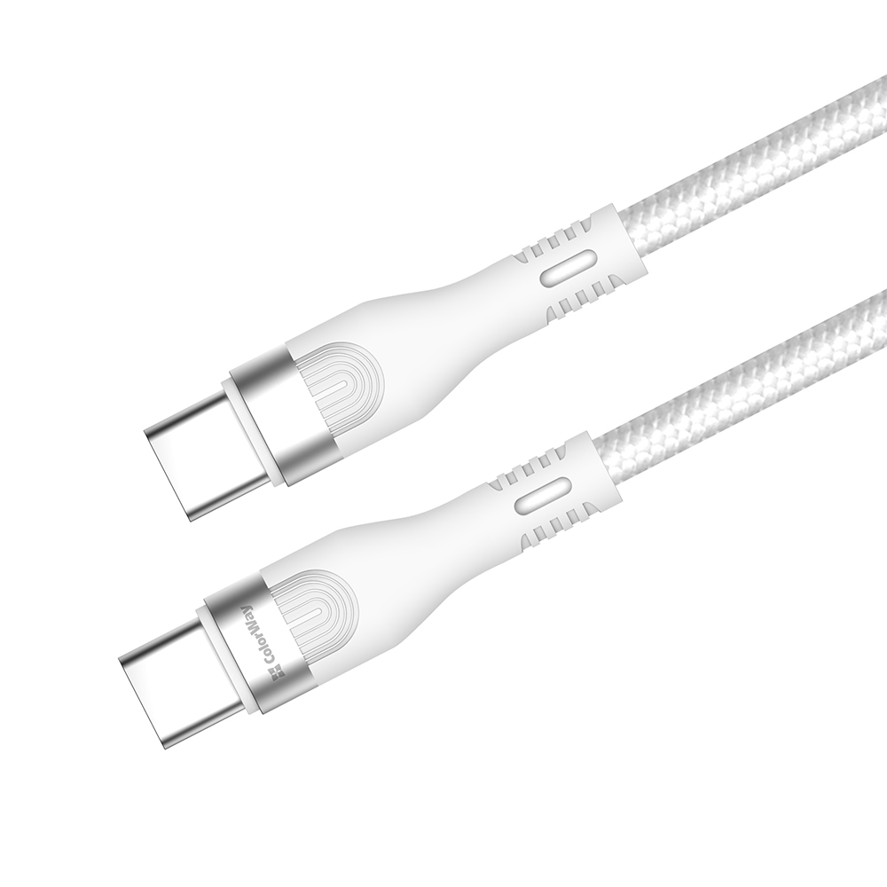 ColorWay Type-C - Type-C (braided nylon) PD 240W, 5.0А, 1m, biely (CW-CBPDCC065-WT)