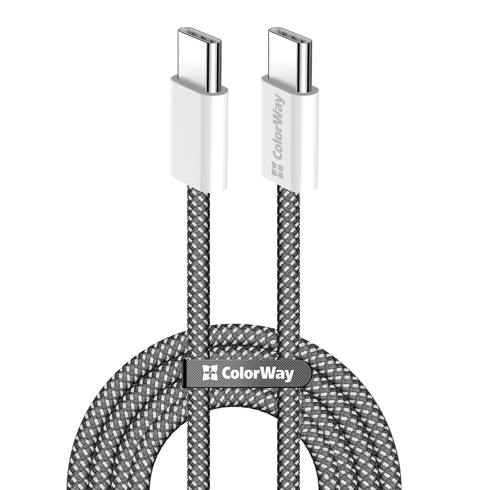 ColorWay Type-C - Type-C (braided cotton) PD Fast Charging 60W, 3.0А, 1m, čierny (CW-CBPDCC061-BK)