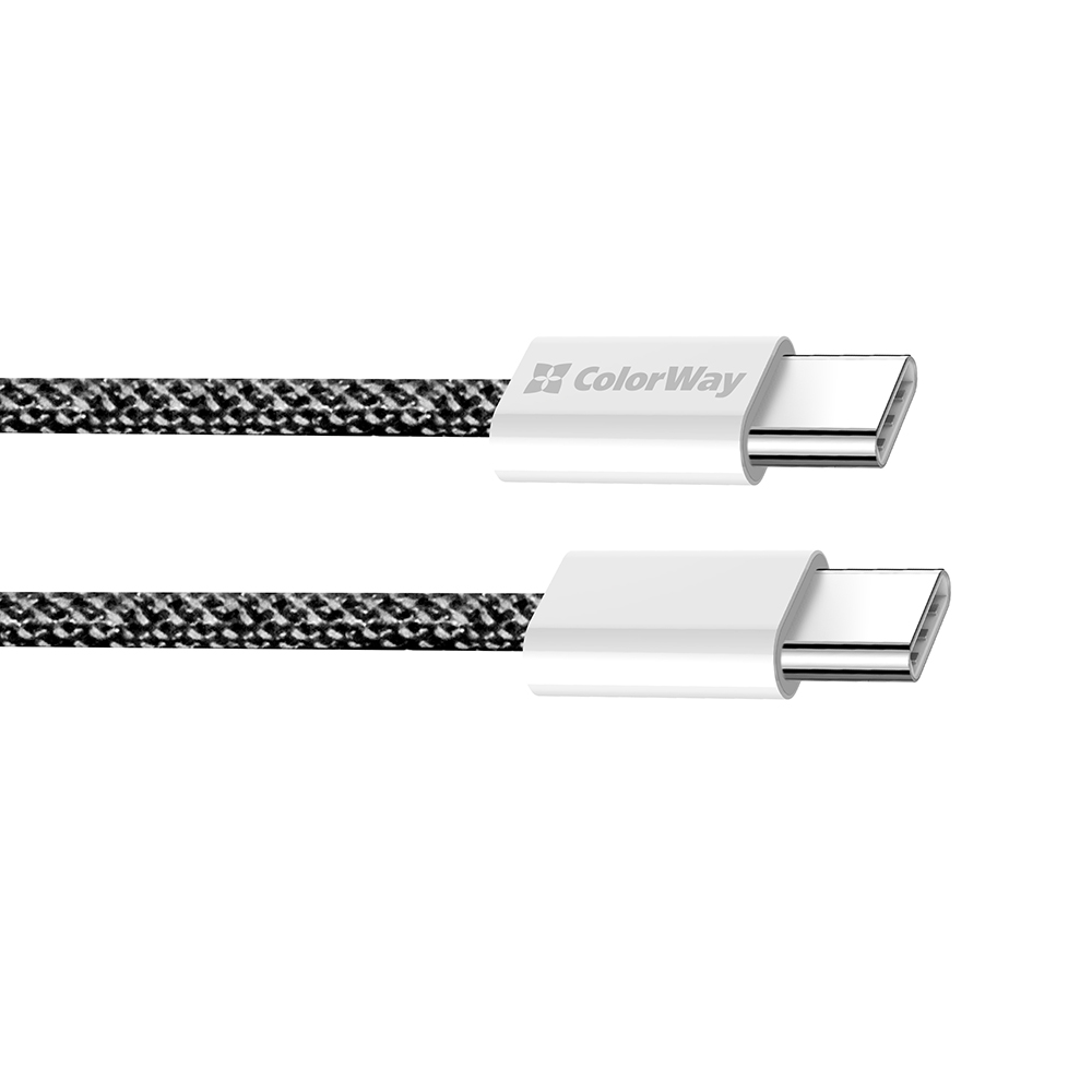 ColorWay Type-C - Type-C (braided cotton) PD Fast Charging 60W, 3.0А, 1m, čierny (CW-CBPDCC061-BK)