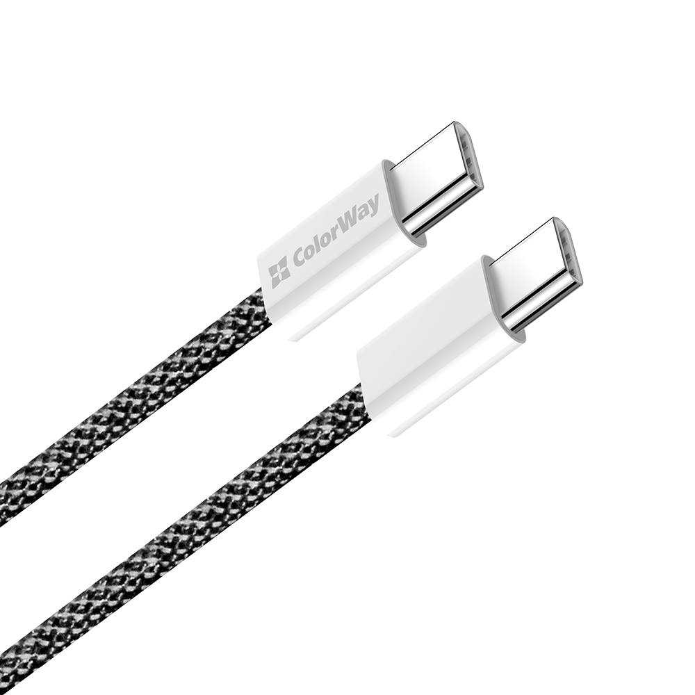 ColorWay Type-C - Type-C (braided cotton) PD Fast Charging 60W, 3.0А, 1m, čierny (CW-CBPDCC061-BK)