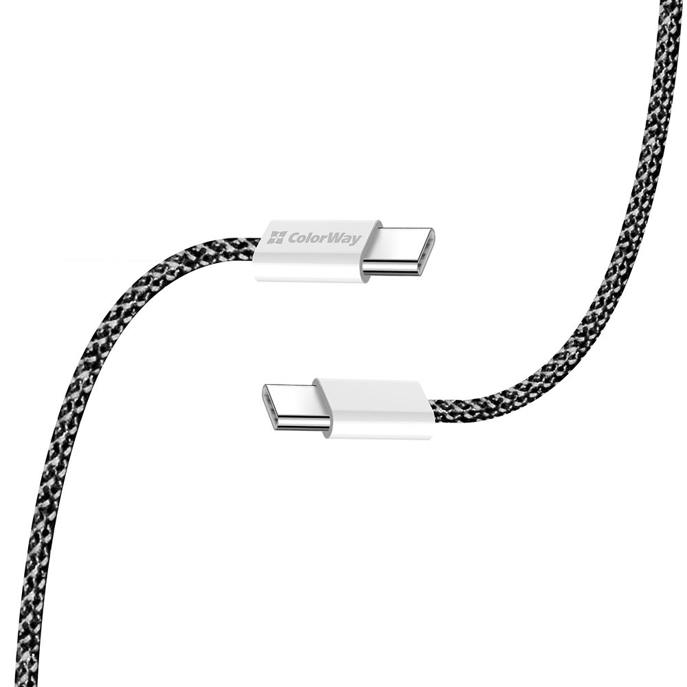 ColorWay Type-C - Type-C (braided cotton) PD Fast Charging 60W, 3.0А, 1m, čierny (CW-CBPDCC061-BK)
