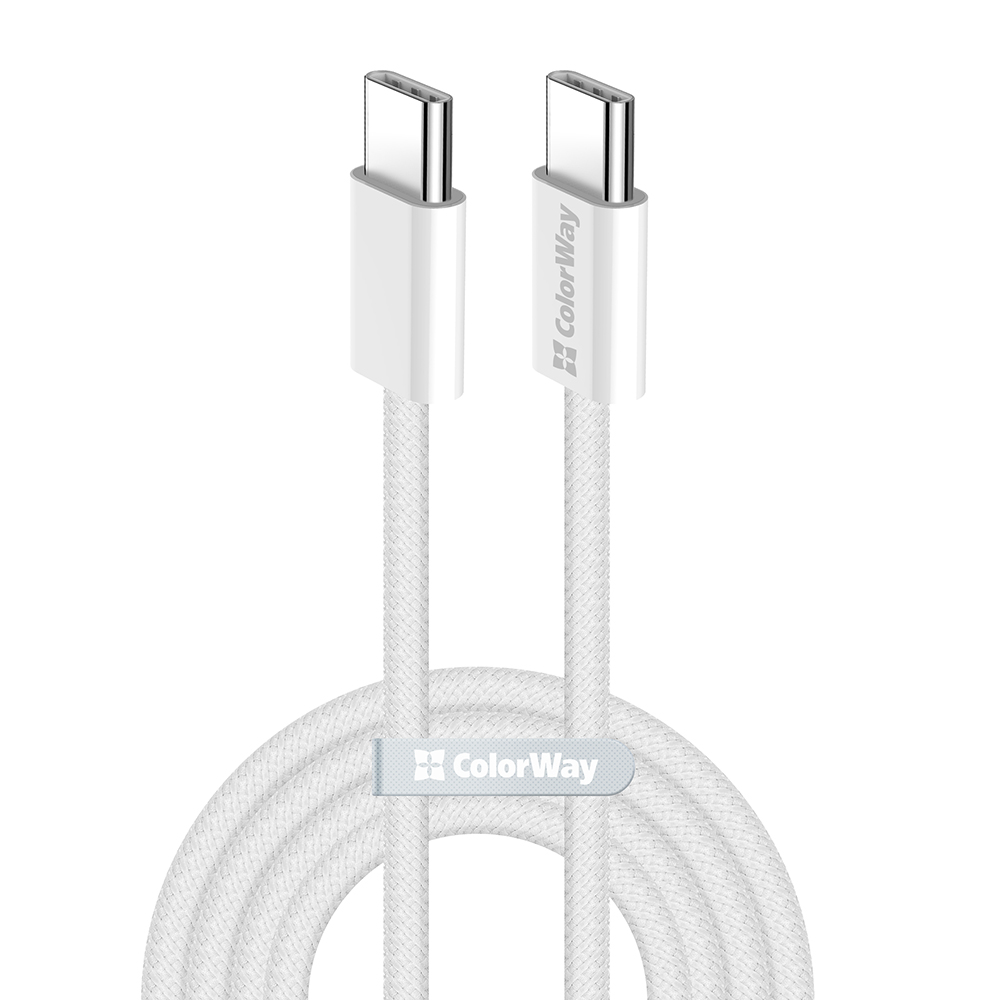 ColorWay Type-C - Type-C (braided cotton) PD Fast Charging 60W, 3.0А, 1m, grey (CW-CBPDCC061-GR)