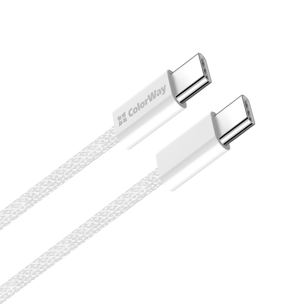 ColorWay Type-C - Type-C (braided cotton) PD Fast Charging 60W, 3.0А, 1m, grey (CW-CBPDCC061-GR)