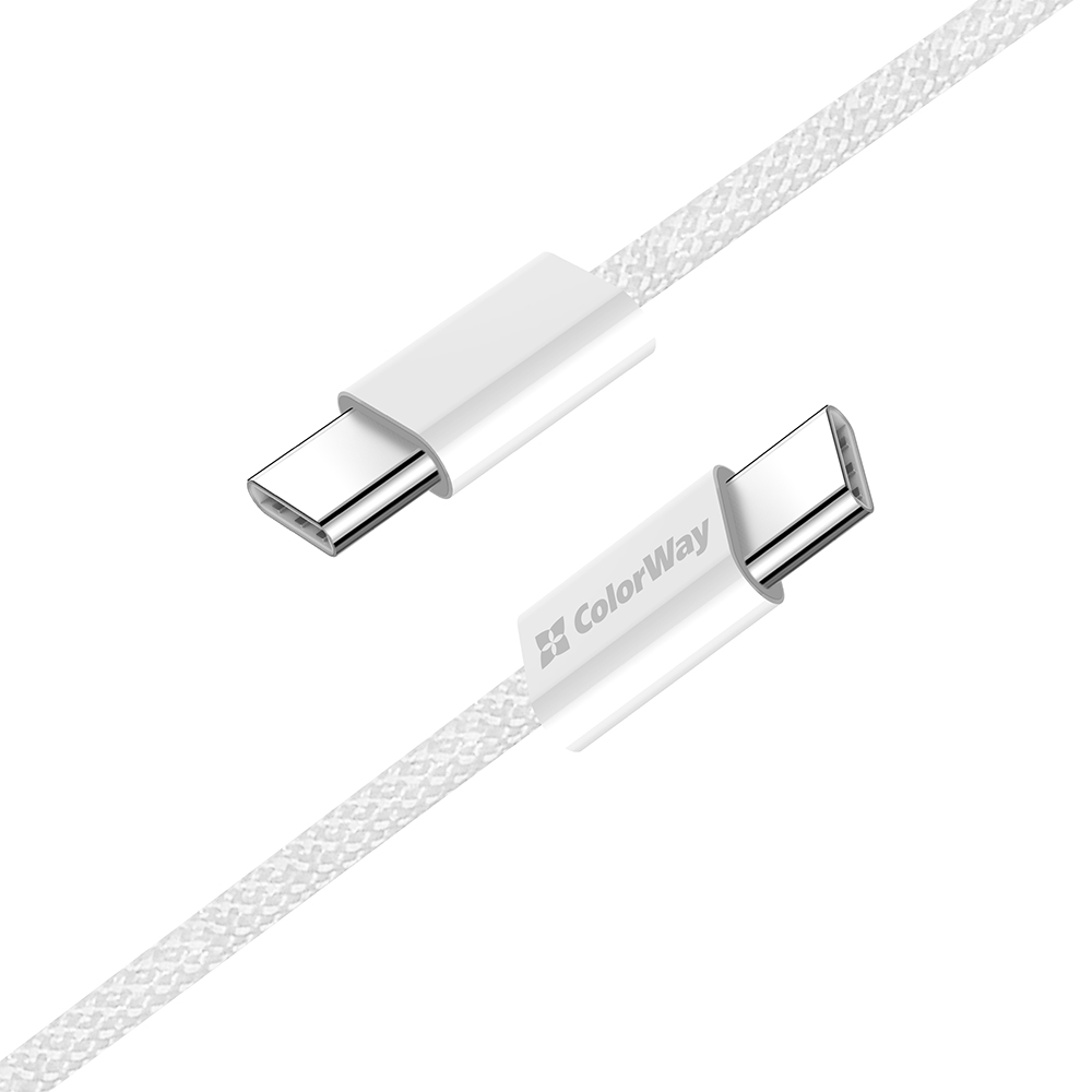 ColorWay Type-C - Type-C (braided cotton) PD Fast Charging 60W, 3.0А, 1m, grey (CW-CBPDCC061-GR)