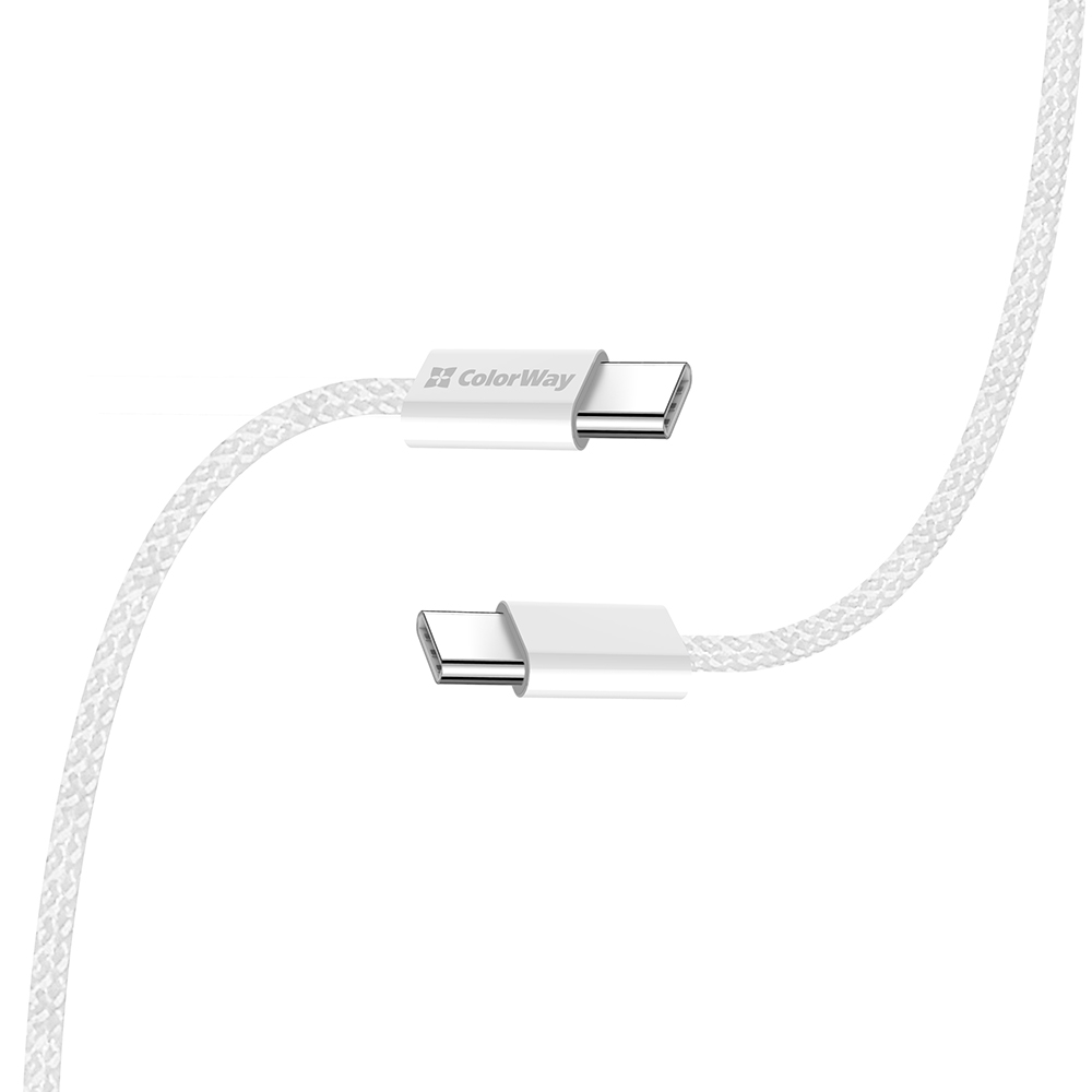 ColorWay Type-C - Type-C (braided cotton) PD Fast Charging 60W, 3.0А, 1m, grey (CW-CBPDCC061-GR)
